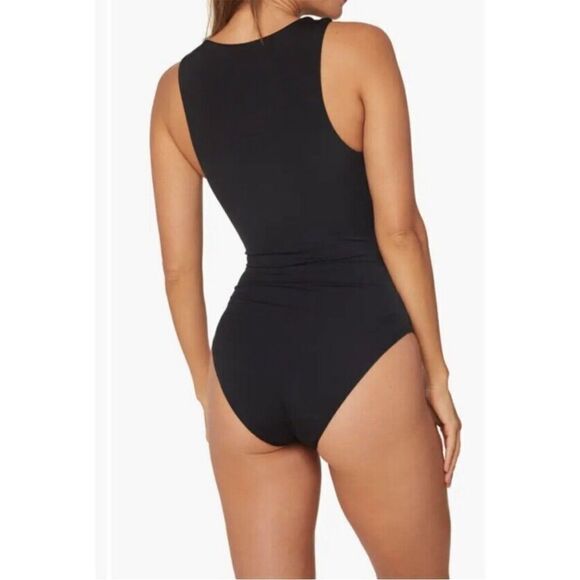 Andie Swim Oahu Lace-Up One Piece SWIMSUIT M MT medium Torso Black NEW $112 - Picture 2 of 8